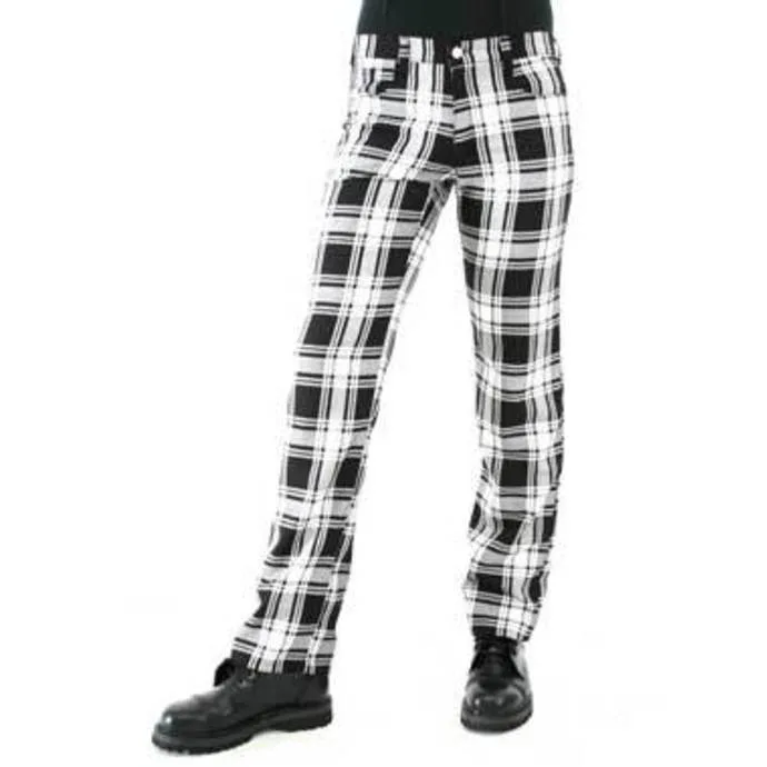 kalhoty gothic BLACK PISTOL Tartan Pants Black-white 28